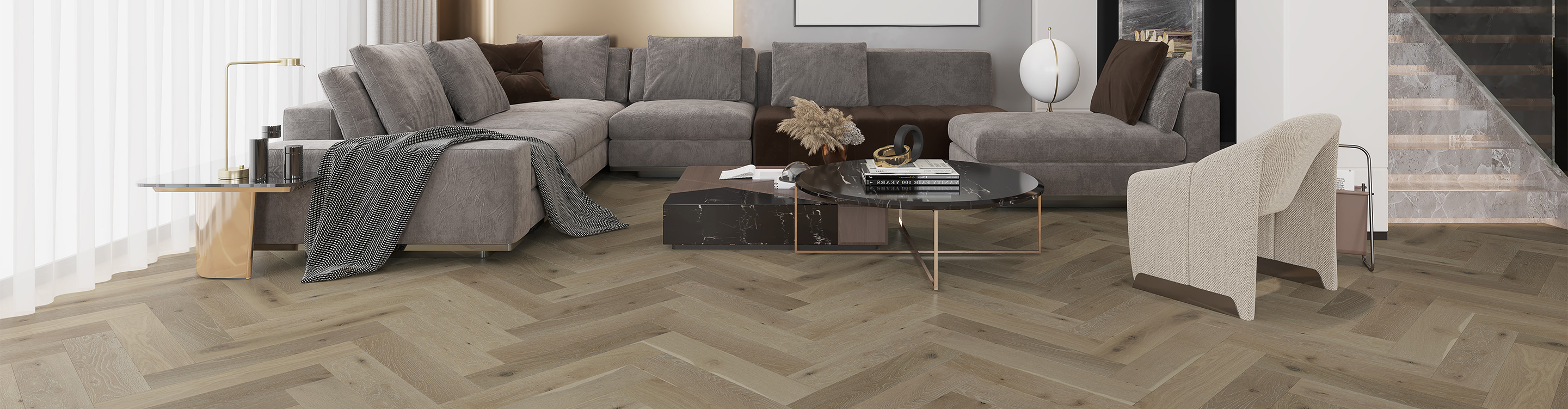 living room luxury vinyl with patterned floor